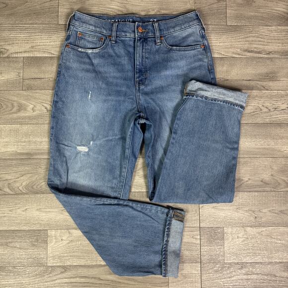 J. Crew Classic Straight Leg High Rise Medium Wash Jeans sz 27 - Picture 1 of 7
